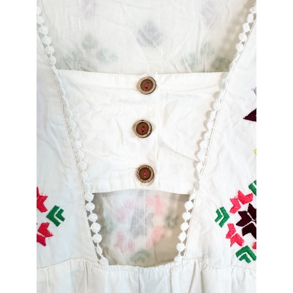 Anthropologie Dolly Embroidered %100 Cotton Midi Dress White Cotton Boho  Sz L - Picture 6 of 16